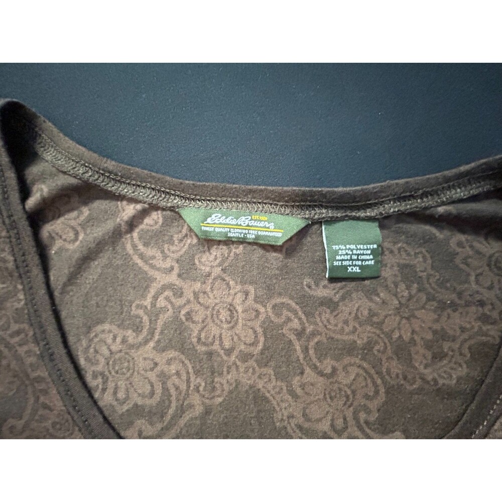 Eddie Bauer Womens Plus XXL T Shirt Short Sleeve Brown Lightweight Round Neck